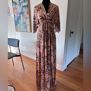 Rachel Pally Peach, Palm Leaf Print Maxi Dress